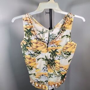 Tropical Print Sleeveless Top